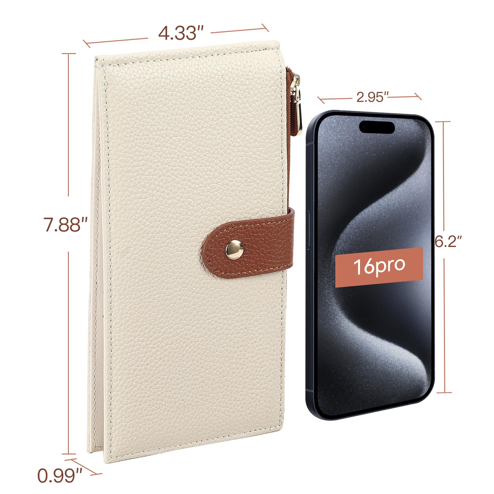 GOIACII WOMEN'S LARGE WALLET portafoglio donna beige RFID