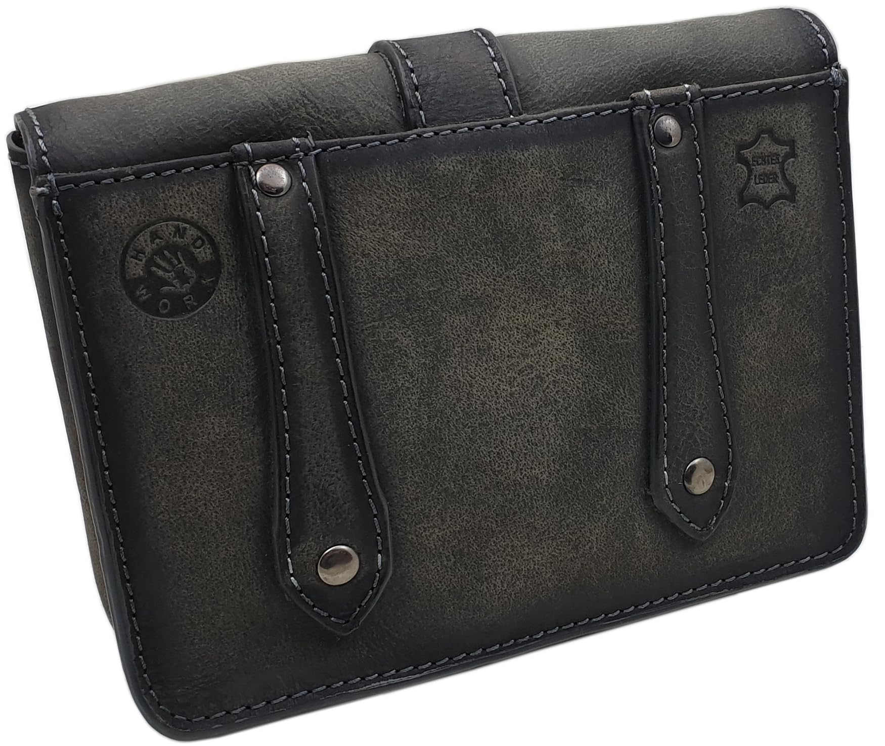 myledershop Gürtel-/Taschen marsupio in pelle di bufalo grigio vintage