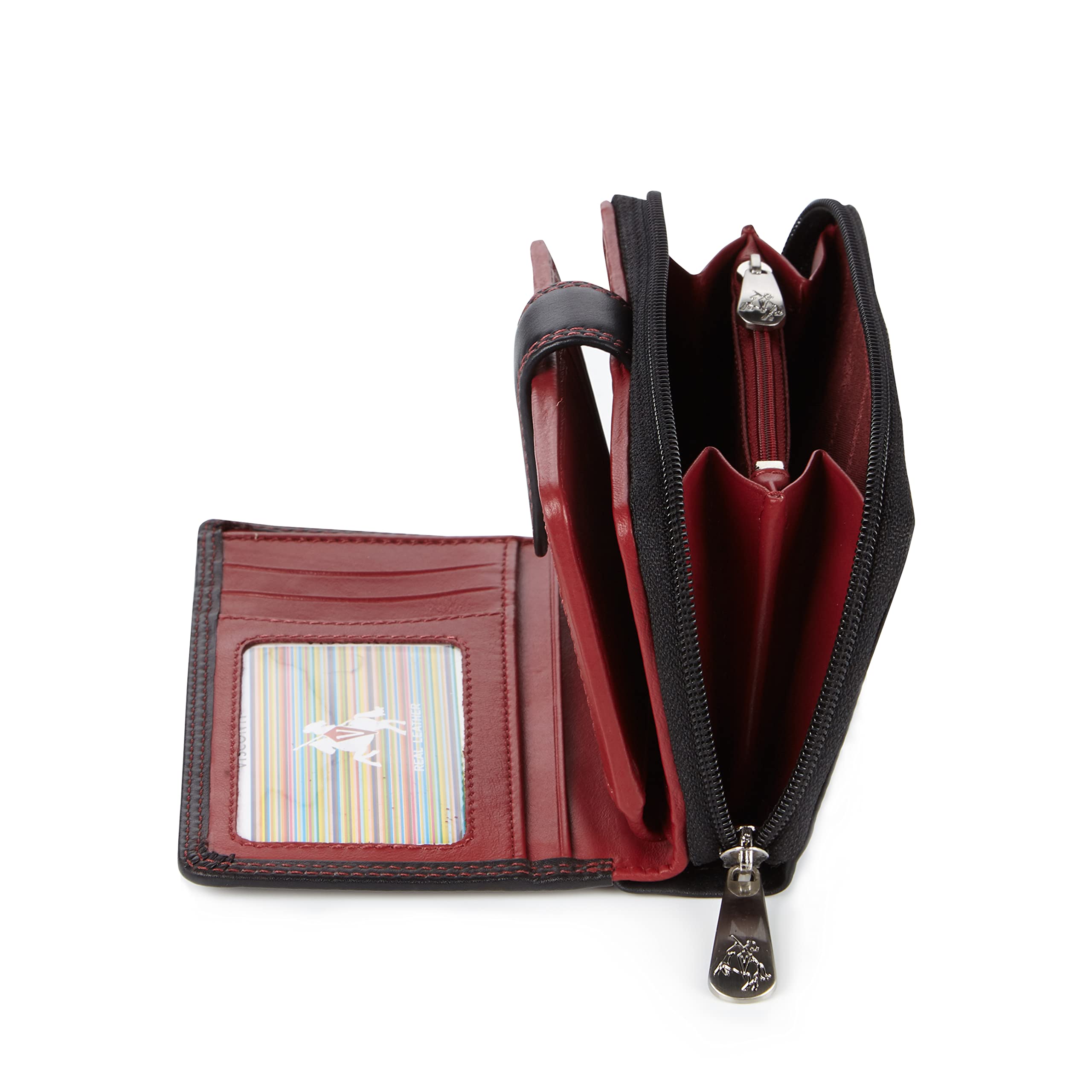 Visconti Colorado Portafoglio Donna Vera Pelle con protezione RFID Nero/Rosso