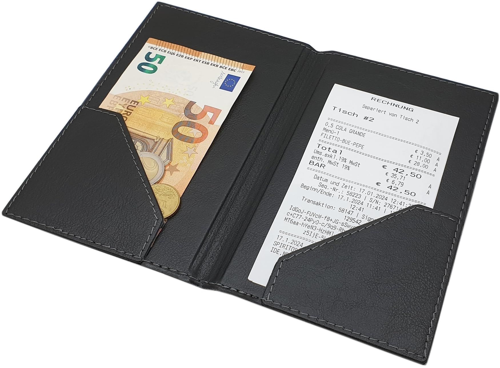 myledershop Banktaschen Cartellina per fatture e ricevute portaconto nera