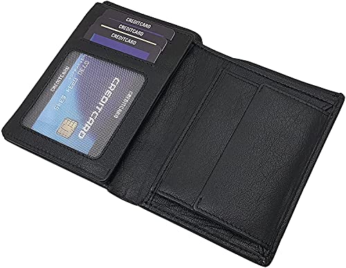 myledershop Herren Geldbörsen portafoglio da uomo nero in pelle di bufalo RFID