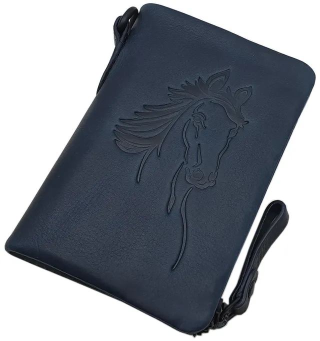 myledershop Herren Geldbörsen portafoglio uomo in pelle bovina blu RFID