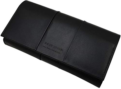 myledershop Damen Geldbörsen portafoglio donna grande vacchetta nappa nero RFID