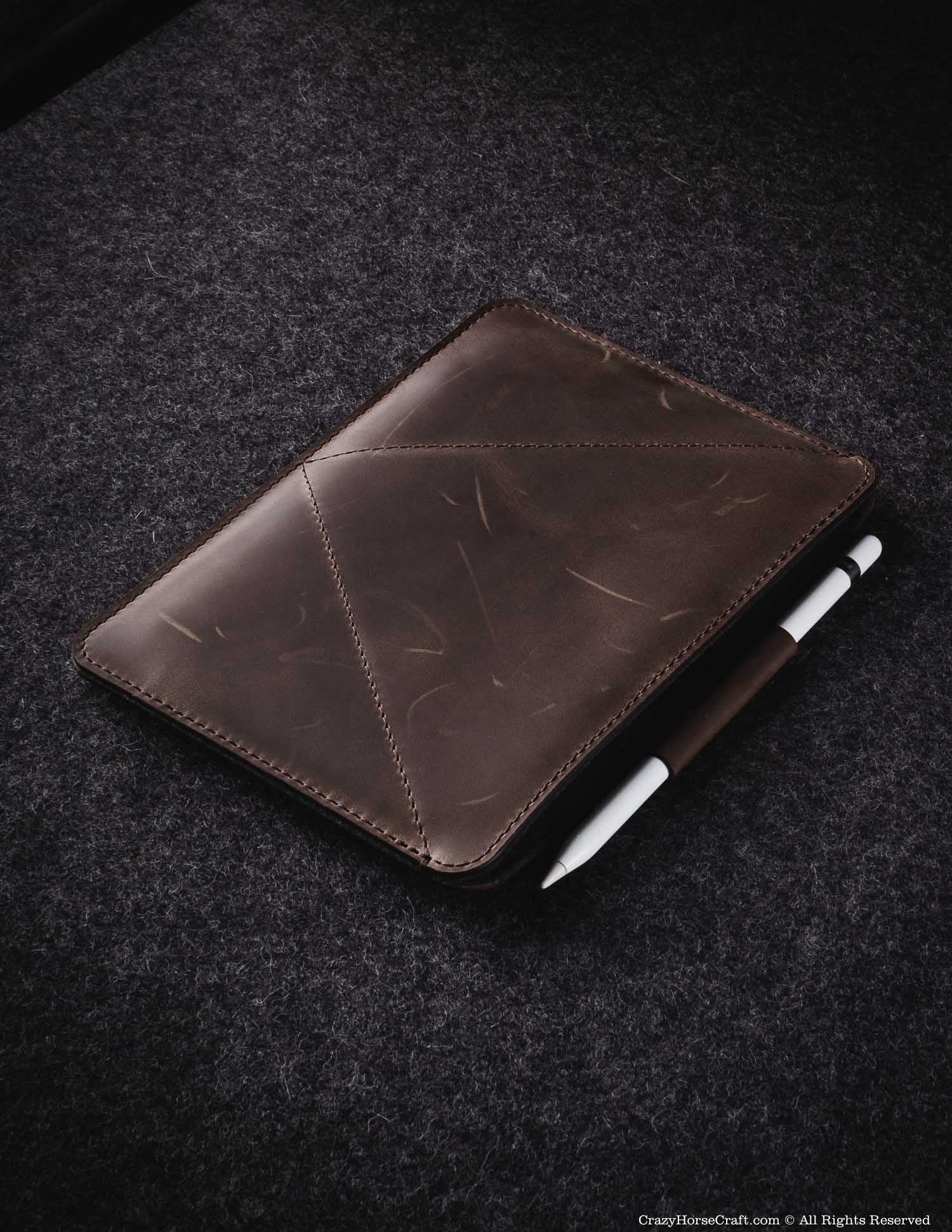 Crazy Horse Craft iPad and Kindle Cases Classic Leather & Felt iPad Mini Case custodia marrone