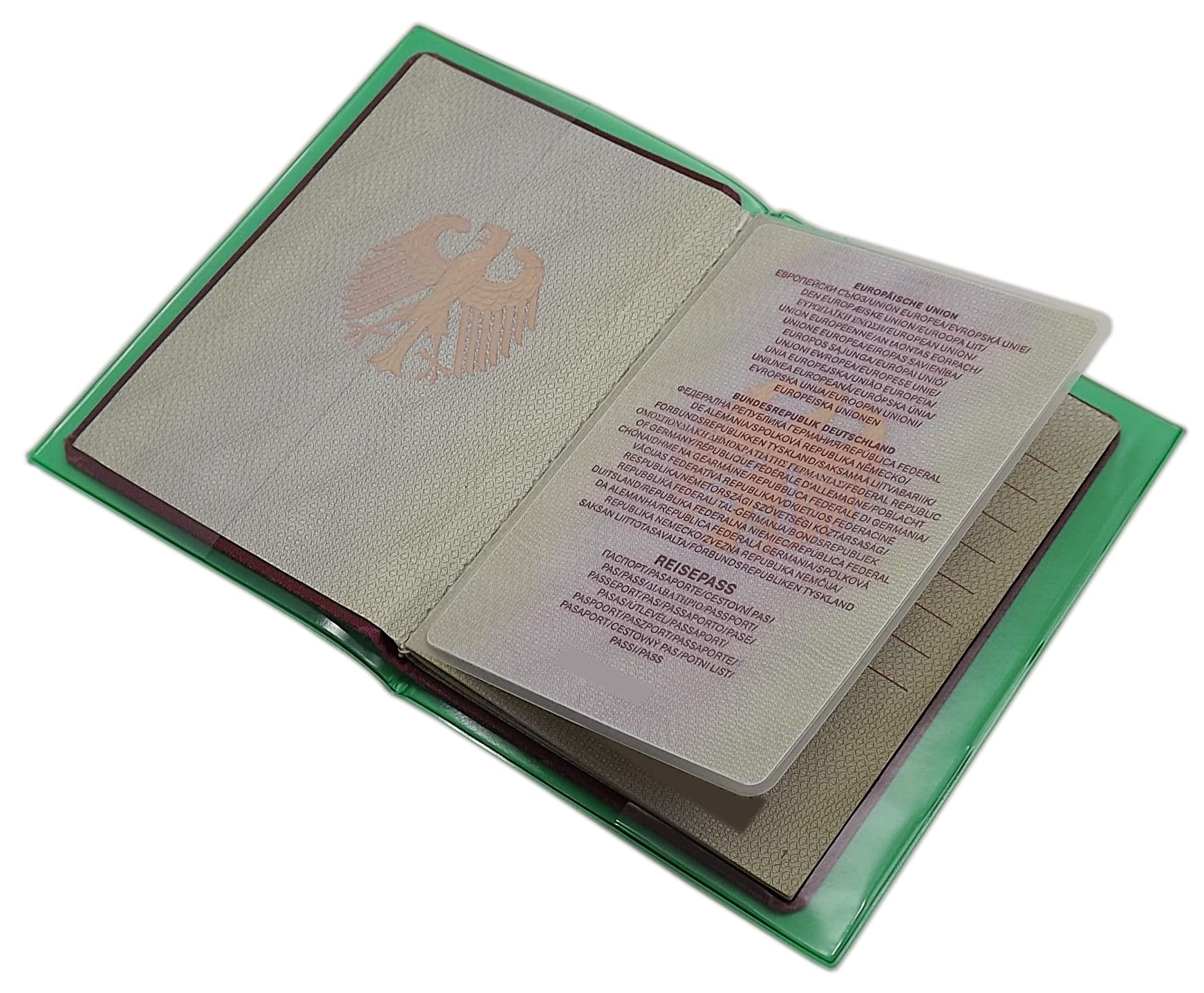 myledershop Impf- und Reisepass Mappen Custodie passaporto Verde 2 scomparti