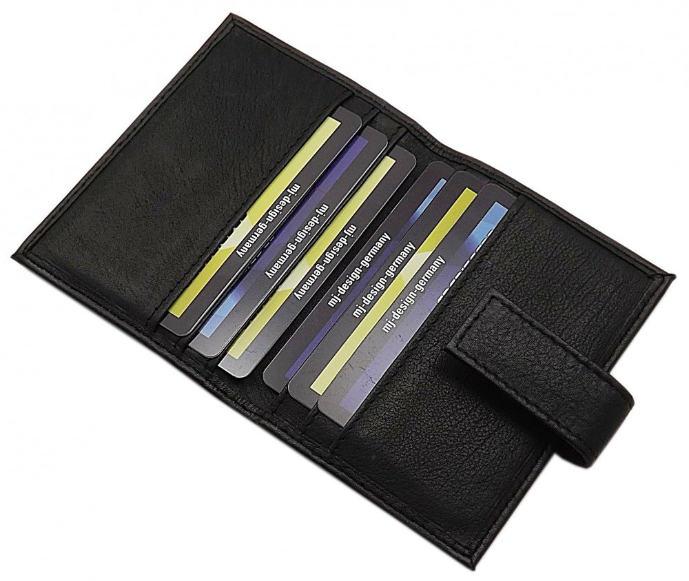 myledershop Kredit- und Visitenkartenetuis XXL portacarte 14 scomparti nero