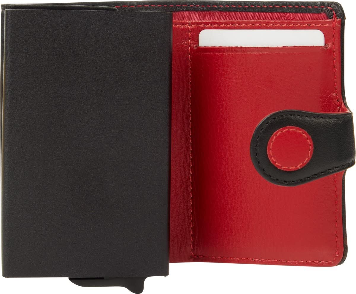 Visconti Polka portafoglio slim Nero/Bacca con protezione RFID