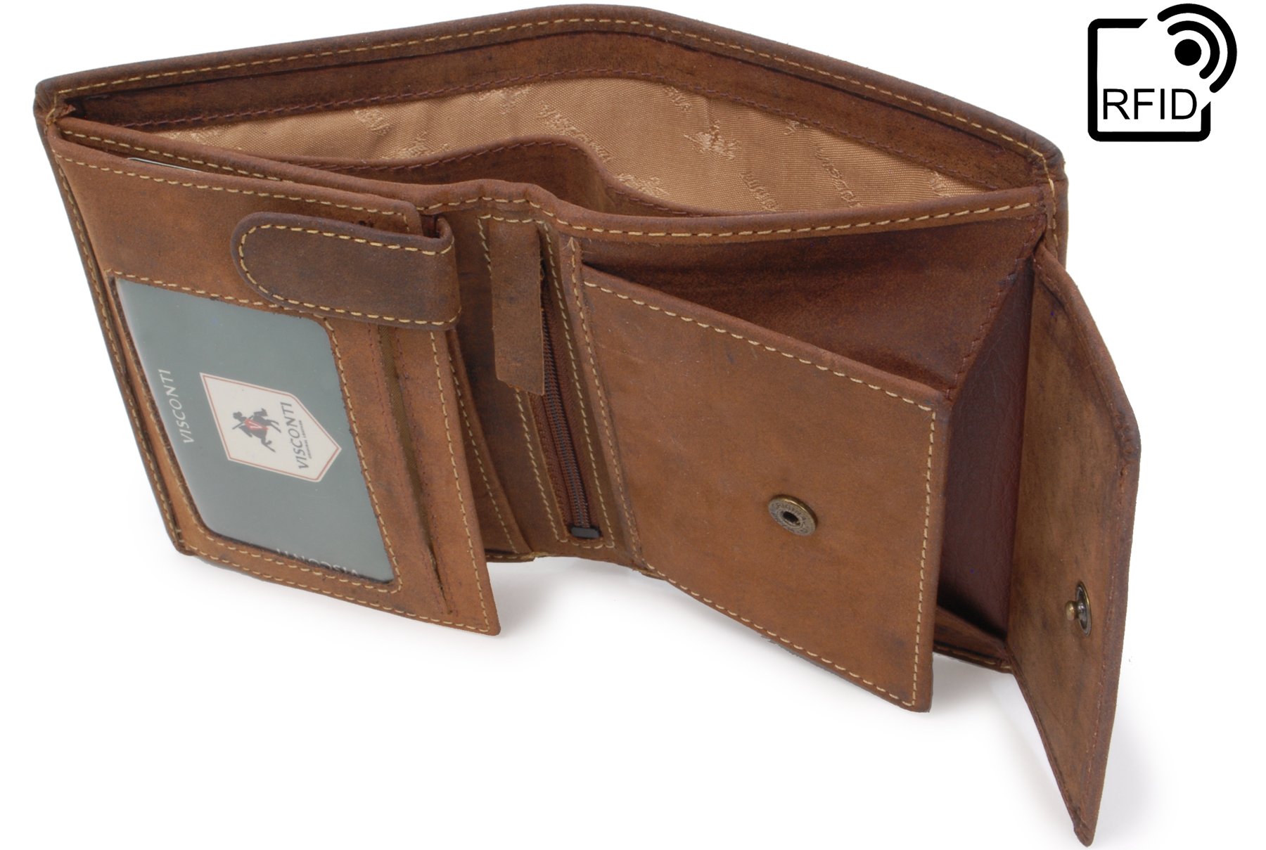 Visconti Hunters Wallets 709 Rifle portafoglio uomo Olio Marrone Chiaro RFID