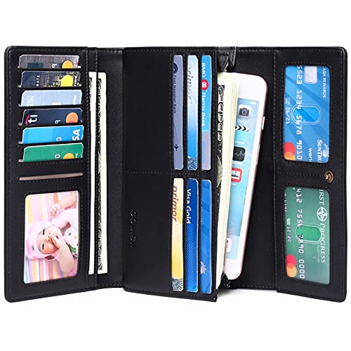 GOIACII WOMEN'S LARGE WALLET portafoglio donna lungo RFID grande nero