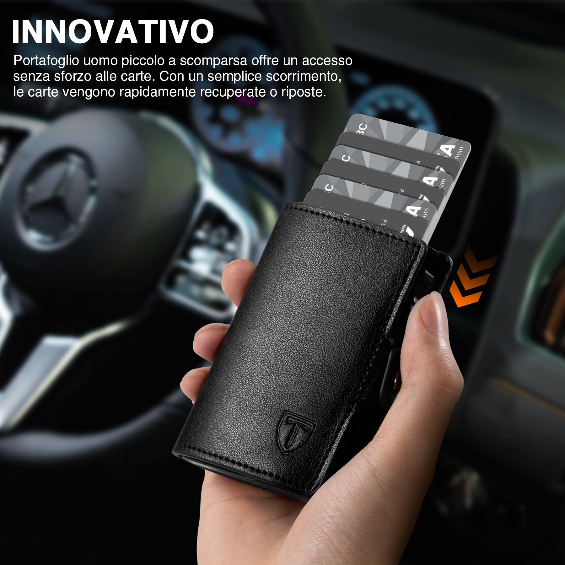 TENBST Card Holder portafoglio slim nero con protezione RFID