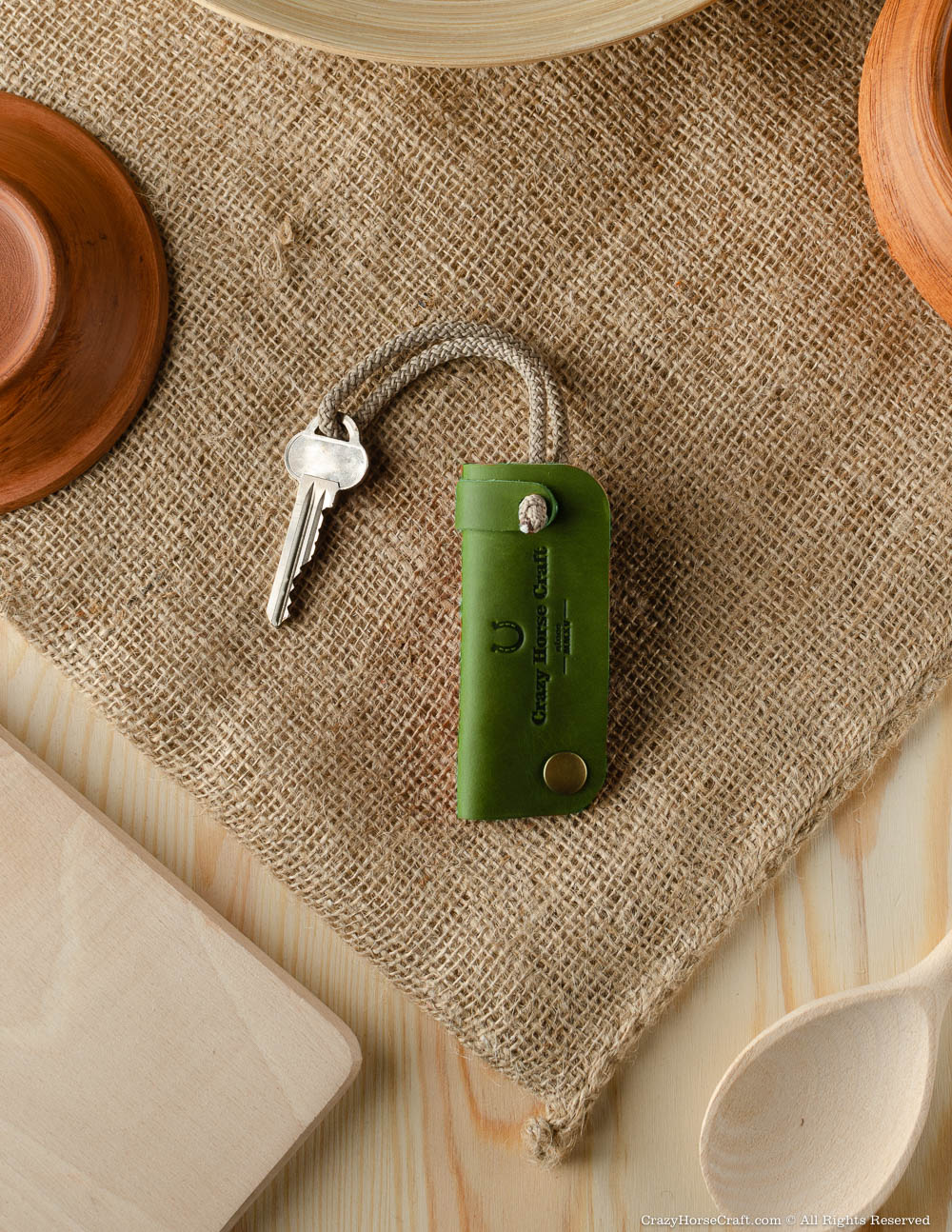Crazy Horse Craft Key Holders Leather Key Organiser & Holder portachiavi verde alpino