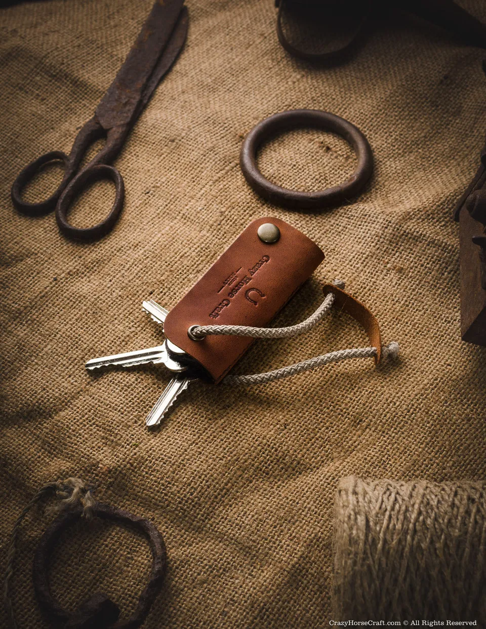 Crazy Horse Craft Key Holders portachiavi in pelle Classic Brown