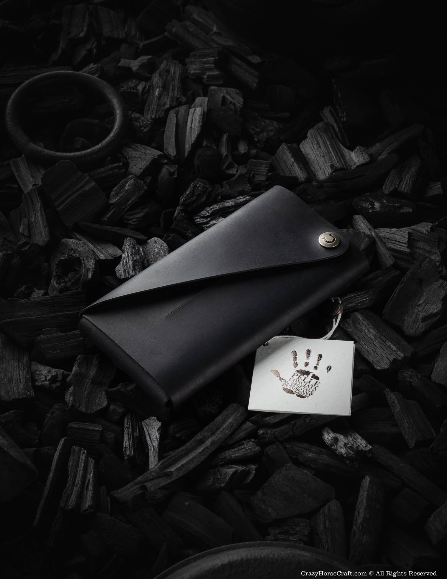Crazy Horse Craft Minimalist Series portafoglio custodia iPhone Carbon Black in pelle