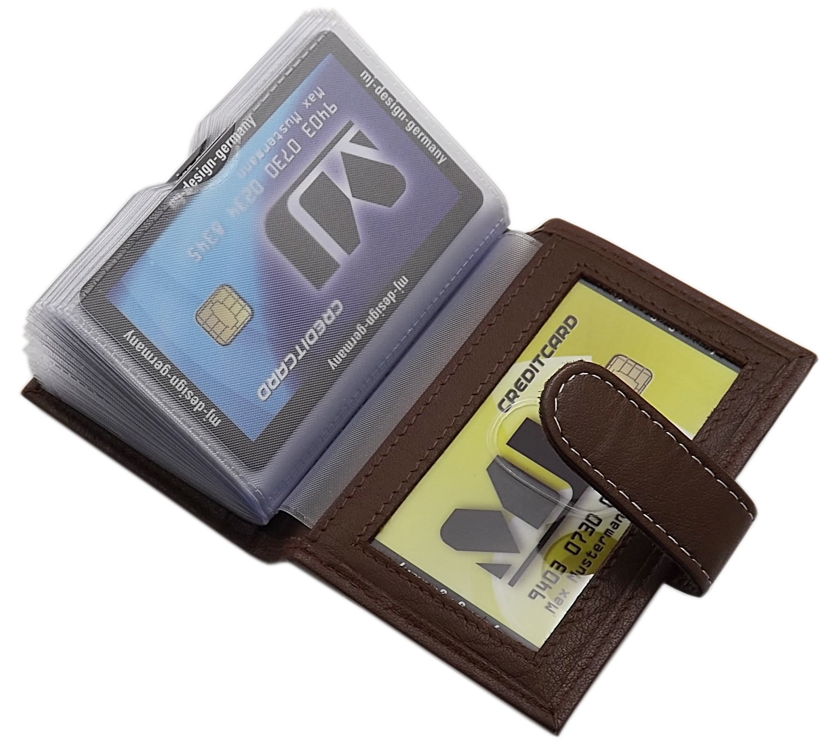 myledershop Kredit- und Visitenkartenetuis porta carte Marrone 22 scomparti pelle bufalo