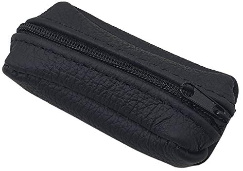 myledershop Schlüsseltaschen portachiavi in pelle nero con cerniera