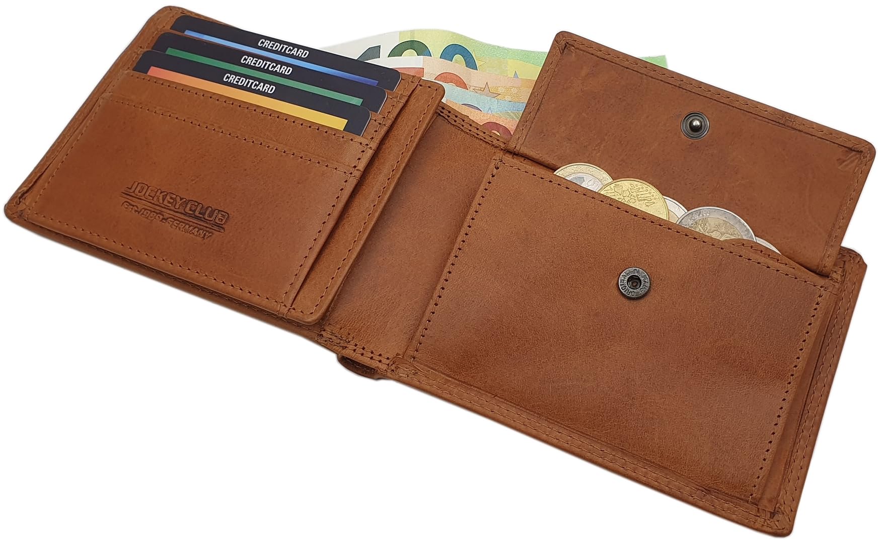myledershop Herren Geldbörsen Modello 2 formato orizzontale portafoglio RFID cognac