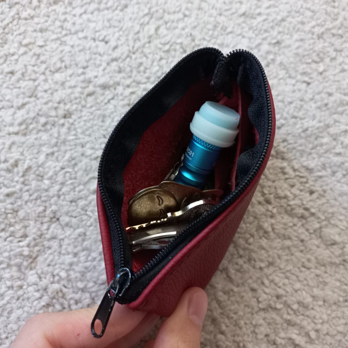 myledershop Schlüsseltaschen portachiavi in pelle nero con zip