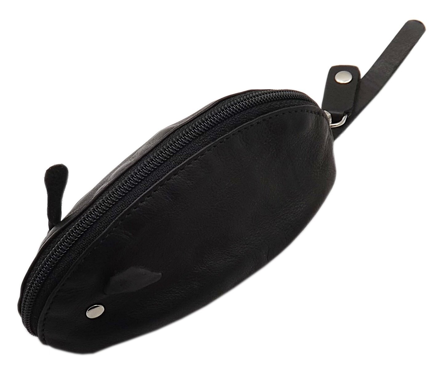 myledershop Schlüsseltaschen portachiavi in pelle nero con cerniera
