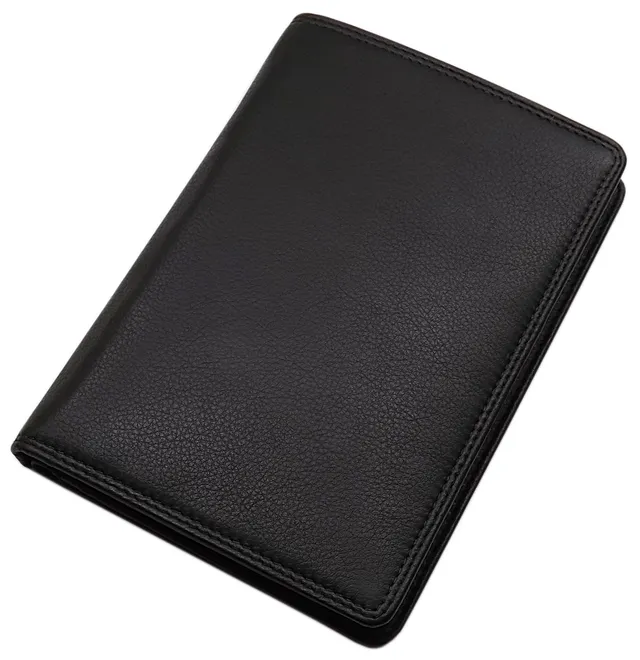 myledershop Herren Geldbörsen portafoglio grande nero vacchetta nappa