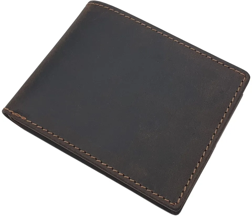 myledershop Herren Geldbörsen portafoglio Modello 2 orizzontale marrone con protezione RFID