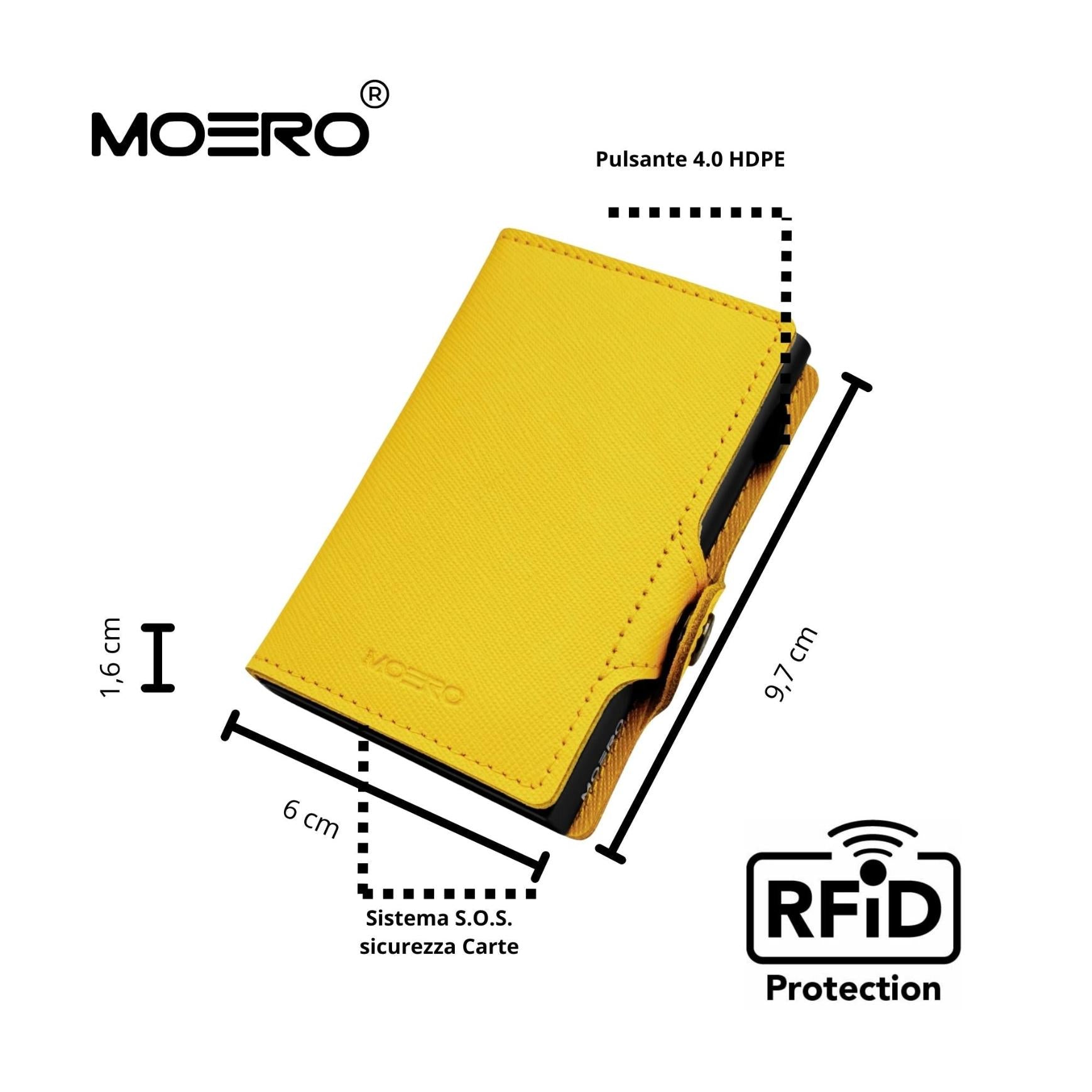 Moero Linea Classic Saffiano portafoglio giallo antigraffio