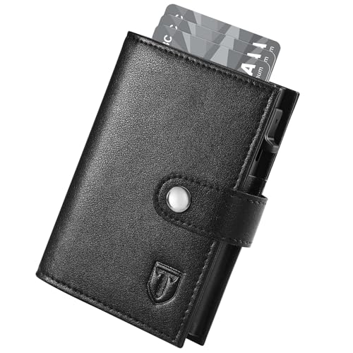 TENBST Card Holder portafoglio uomo slim nero RFID con portamonete