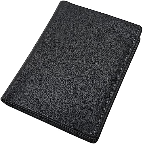 myledershop Herren Geldbörsen portafoglio da uomo nero in pelle di bufalo RFID