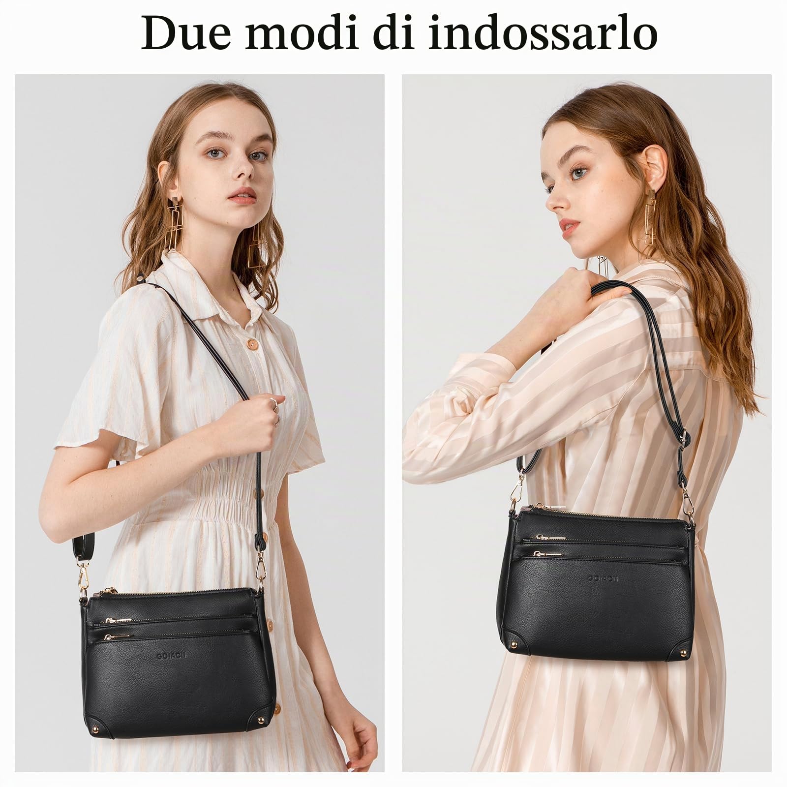 GOIACII BAG Borse a tracolla da donna hobo A04 Nero con tasche
