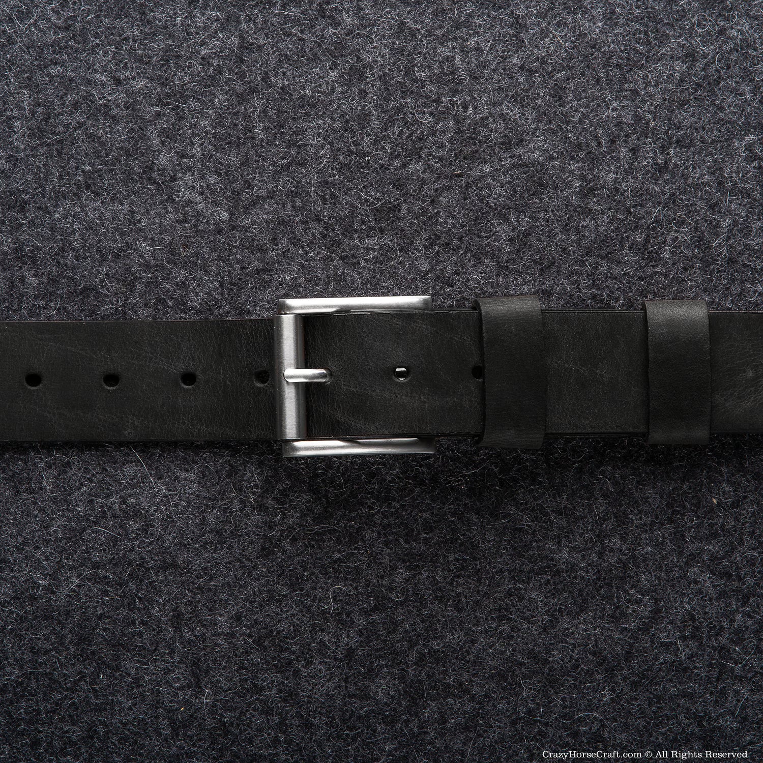 Crazy Horse Craft Belts Vegetable Tanned Leather Belt cintura nera Carbon Black