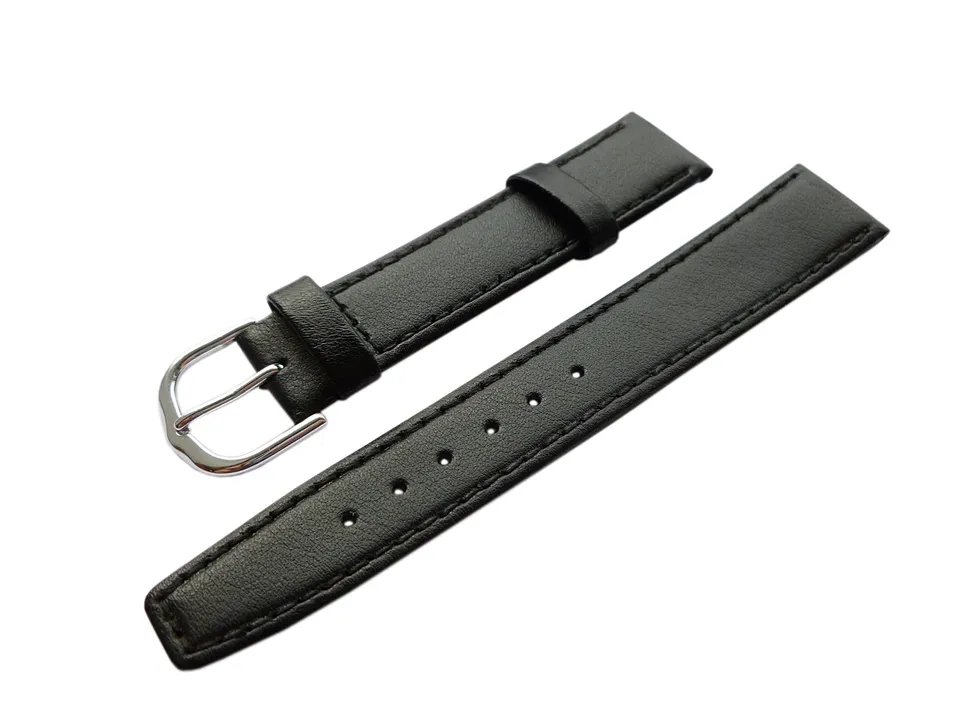 myledershop Uhrenarmbänder cinturino per orologio 16mm nero in pelle di vitello