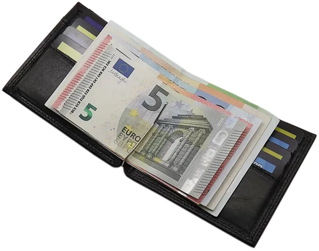 myledershop Brieftaschen Vacchetta dollarclip portafoglio MJ-Design-Germany nero portafoglio compatto