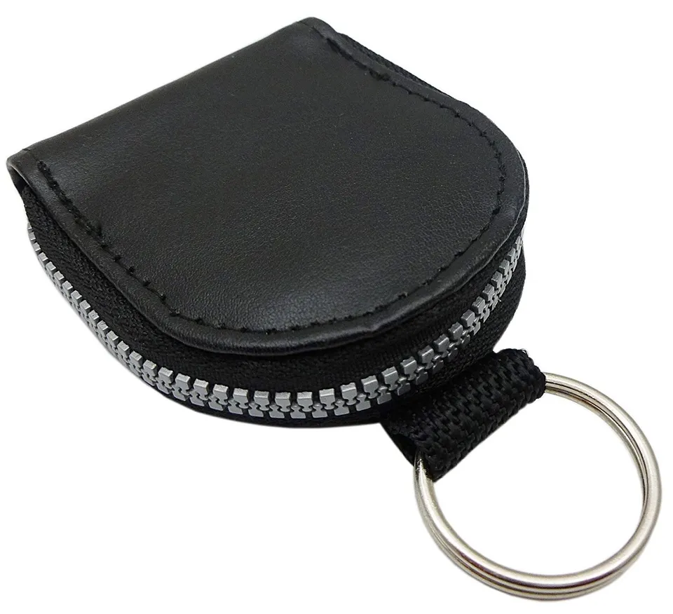 myledershop Schlüsseltaschen portachiavi nero con portamonete
