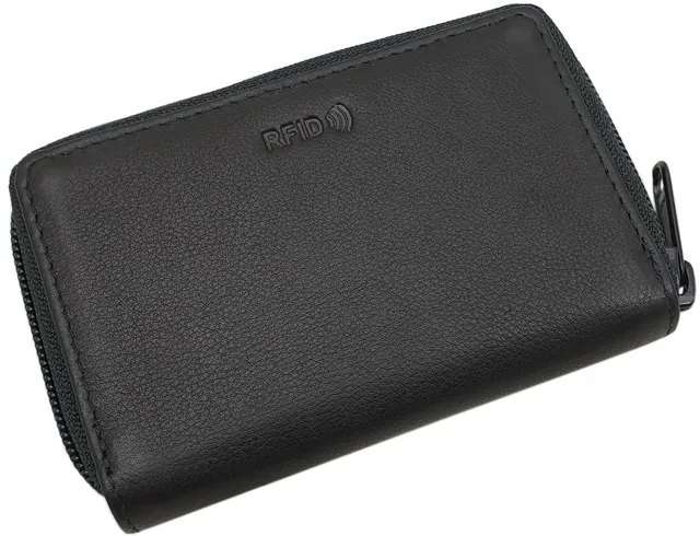 myledershop Kredit- und Visitenkartenetuis Vacchetta porta carte 13 scomparti nero RFID