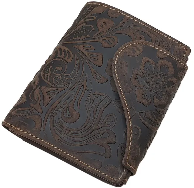 myledershop Damen Geldbörsen Vacchetta portafoglio donna Marrone RFID