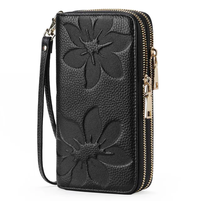 GOIACII WOMEN'S LARGE WALLET portafoglio donna grande C01-nero RFID doppia cerniera
