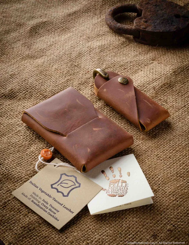 Crazy Horse Craft Wallets & Card Holders set portacarte slim e portachiavi