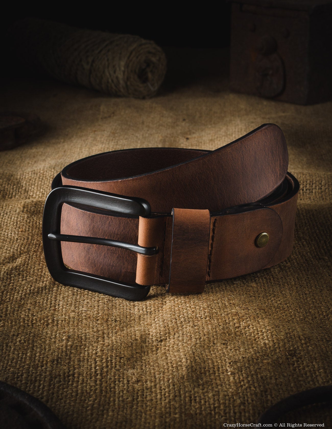 Crazy Horse Craft Belts Vegetable Tanned Leather Belt cintura marrone classica