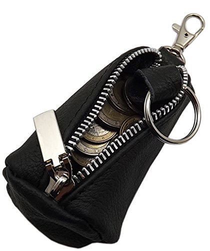 myledershop Schlüsseltaschen portachiavi in pelle nero con moschettone