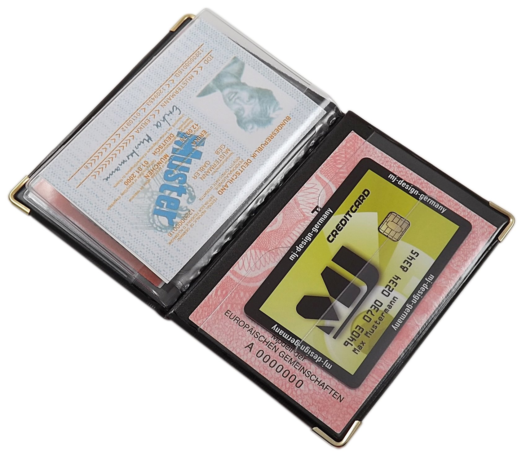 myledershop Karten- und Ausweisetuis Porta carte d'identità e carte di credito MJ-Design-Germany Design 4 Bianco