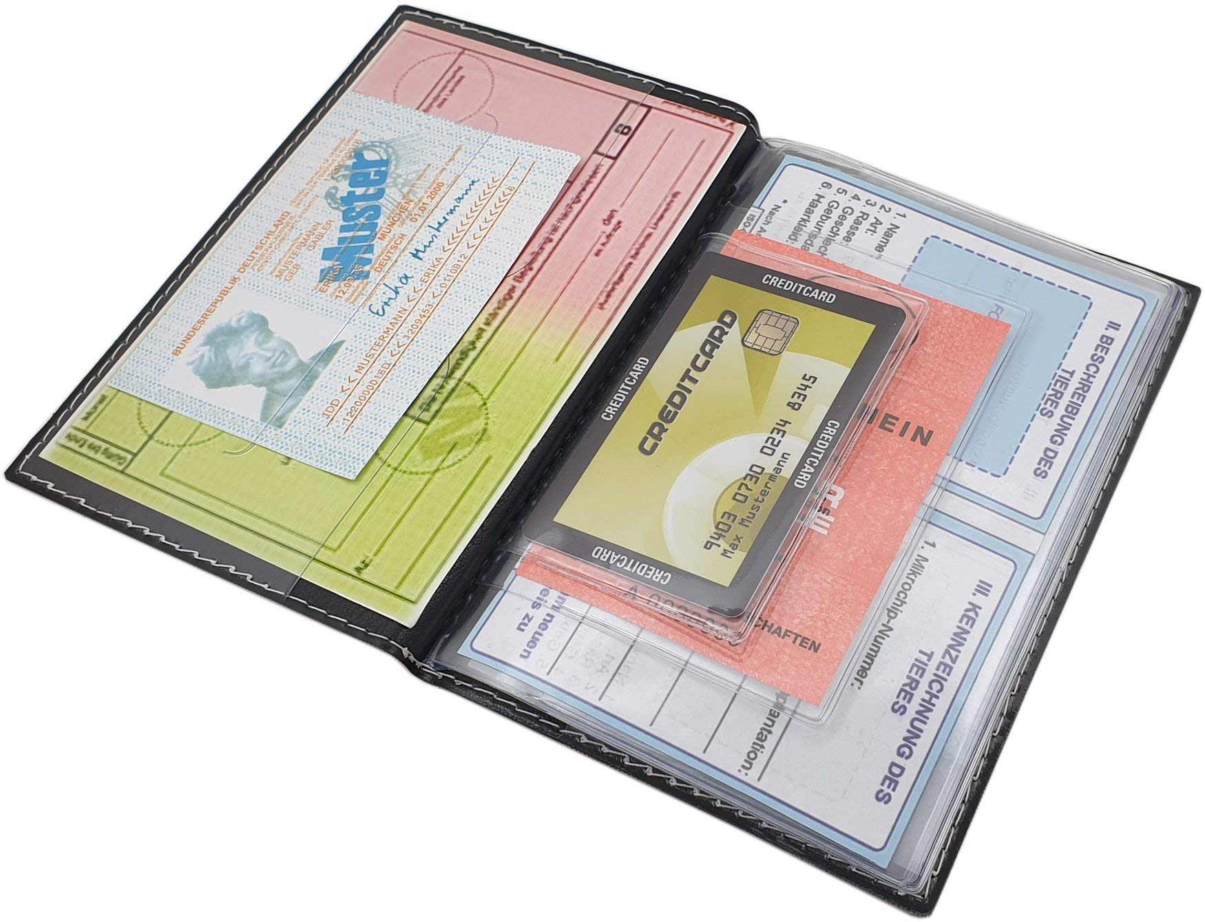 myledershop Karten- und Ausweisetuis portadocumenti Design 1 rosso 12 scomparti