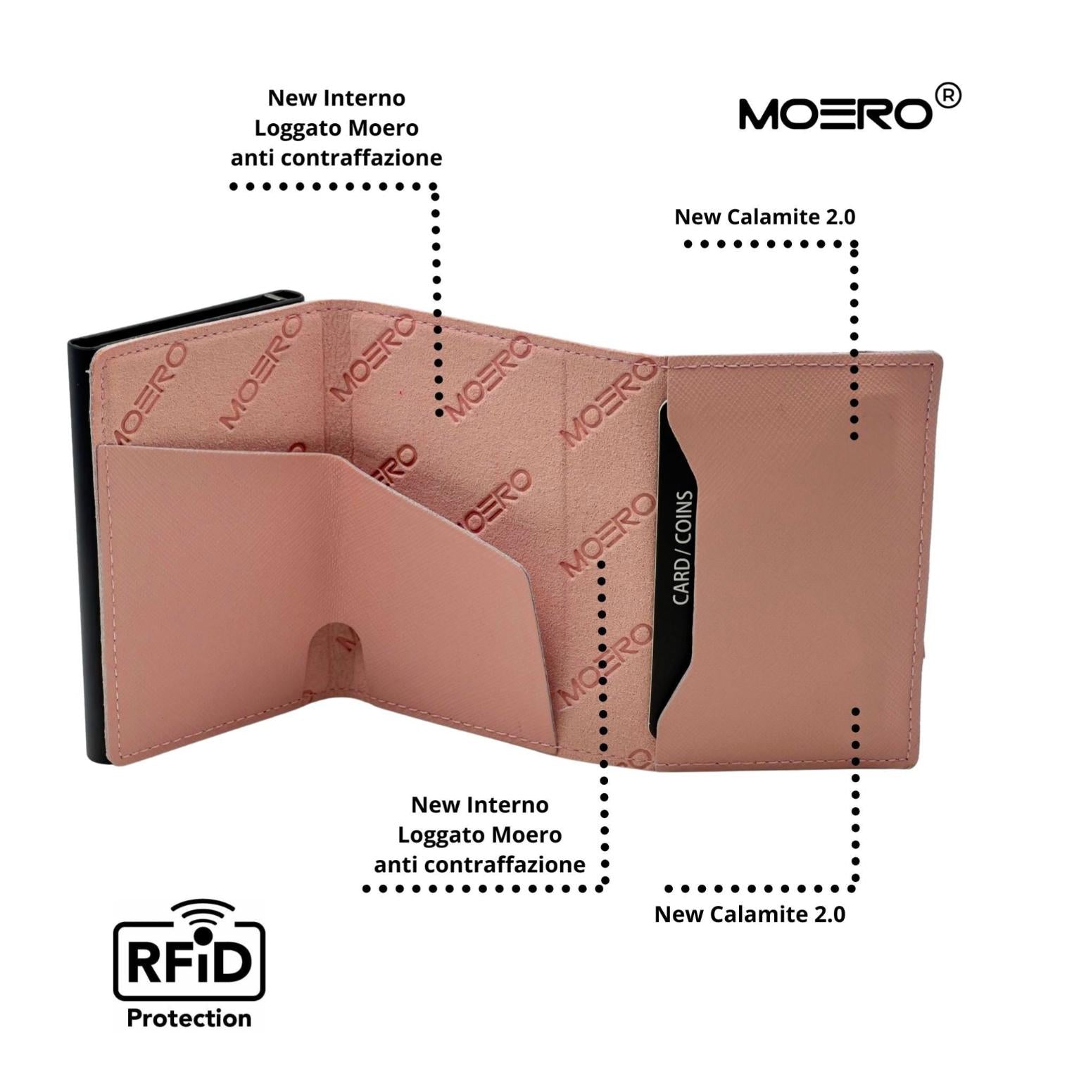 Moero Linea PRO PRO Saffiano portafoglio rosa RFID