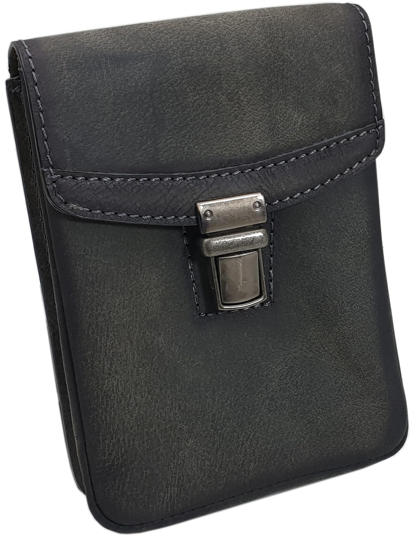 myledershop Gürtel-/Taschen Modello 1 marsupio verticale grigio vintage taglia unica in pelle di bufalo