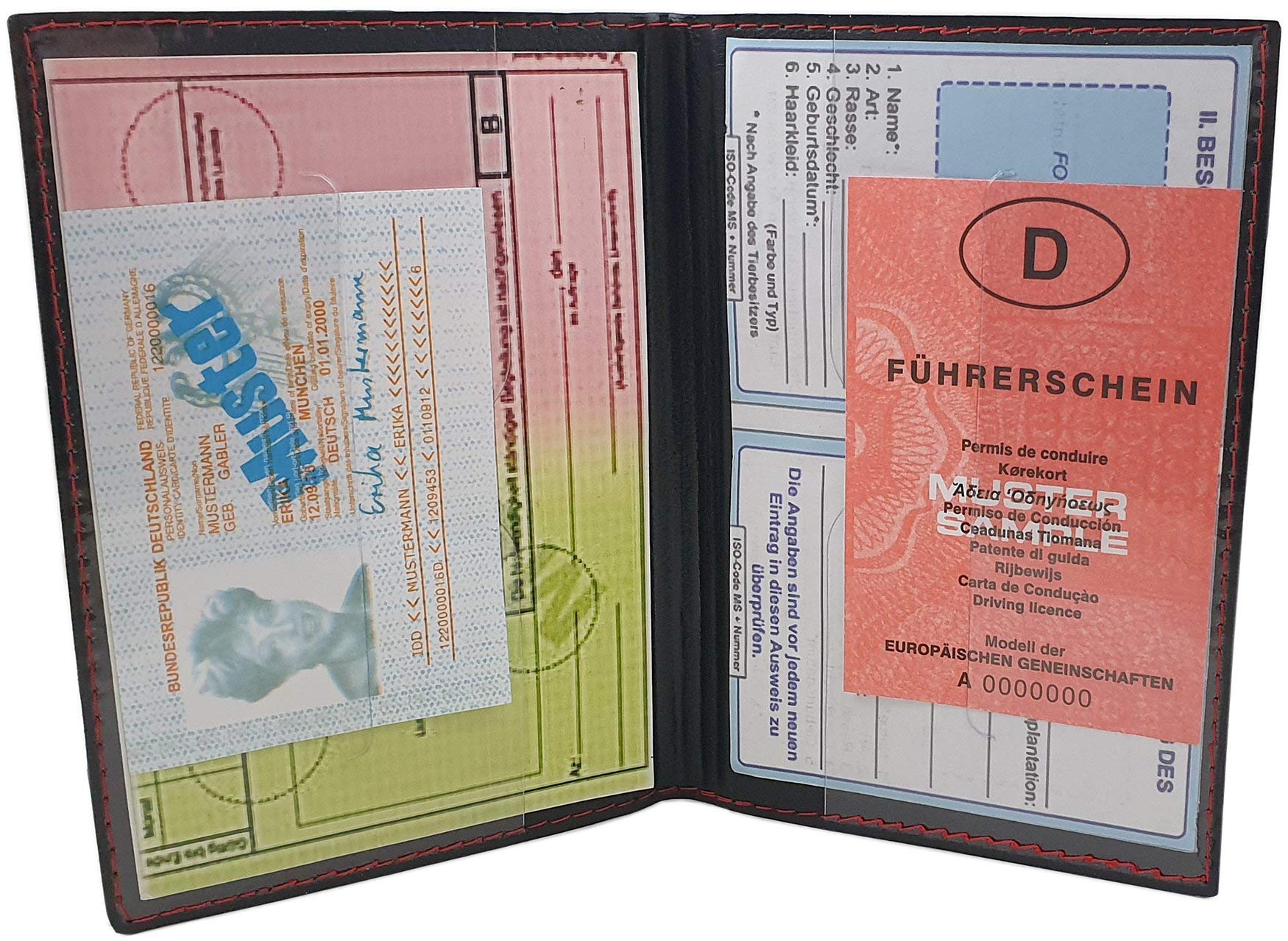 myledershop Karten- und Ausweisetuis porta documenti Nero Design 2 A6