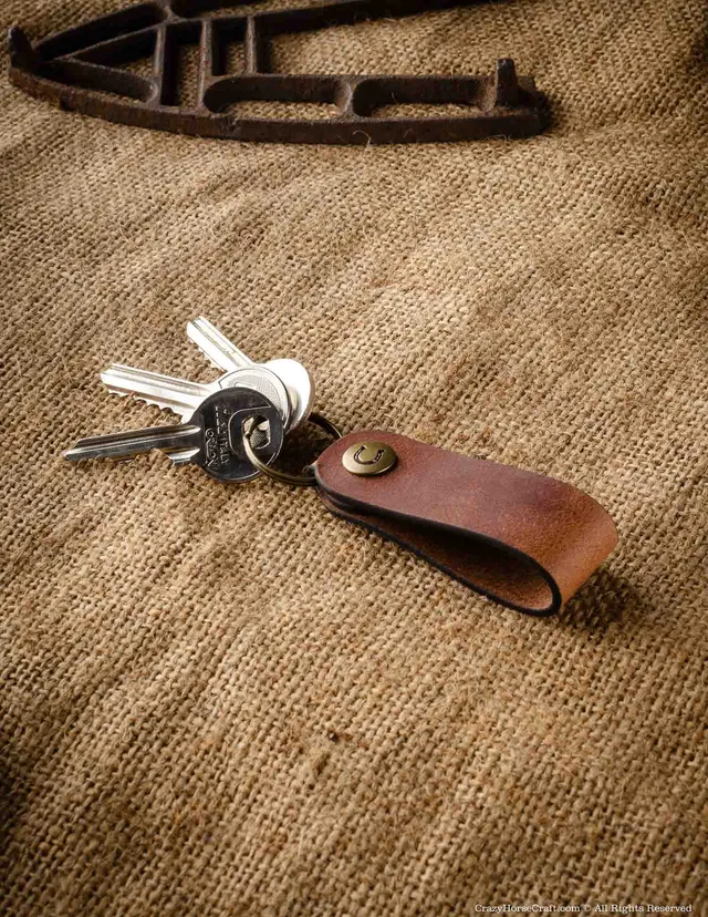Crazy Horse Craft Key Holders Veg-Tanned Leather Key Fob portachiavi Classic Brown