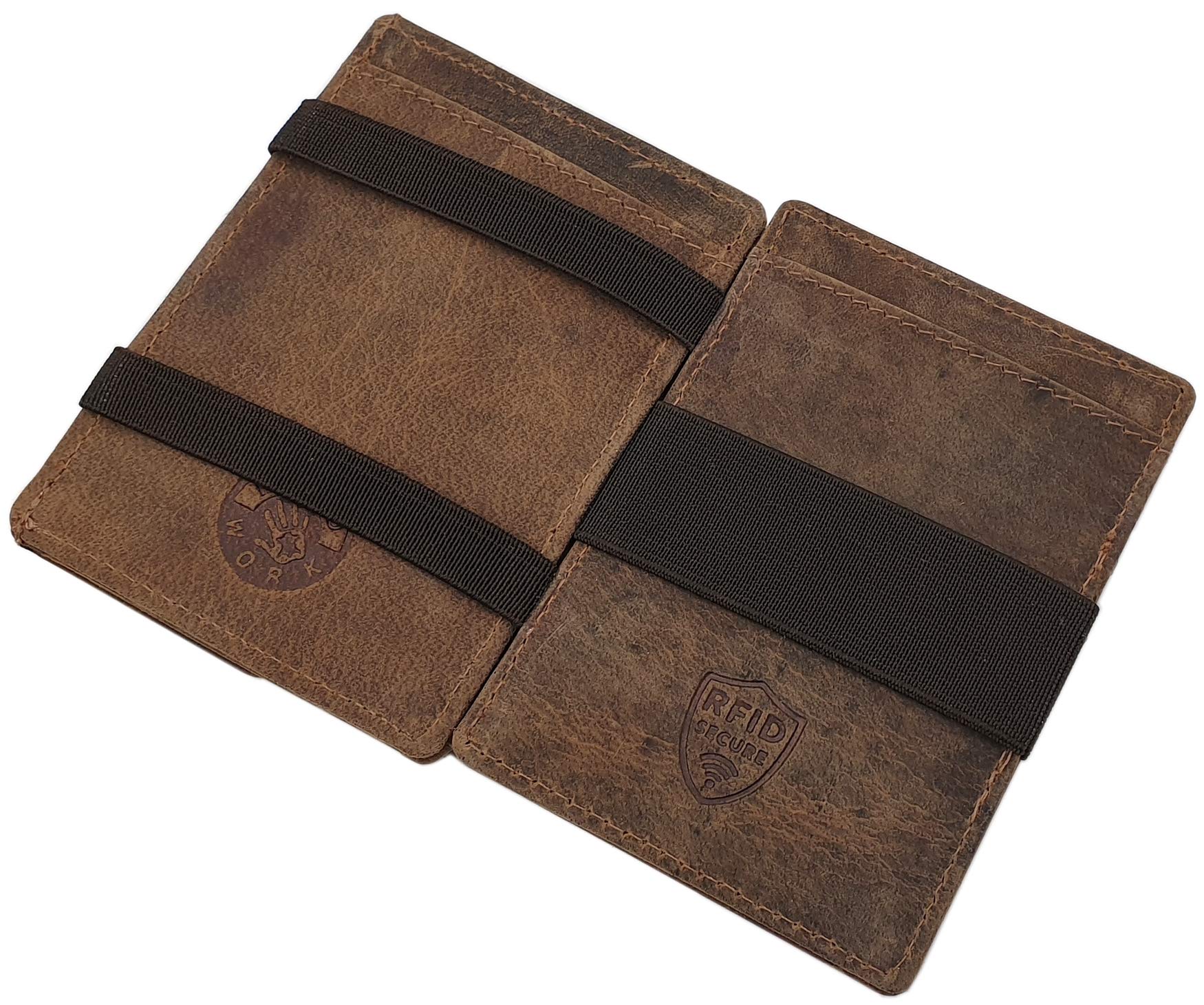 myledershop Karten- und Ausweisetuis portafoglio magico cognac RFID