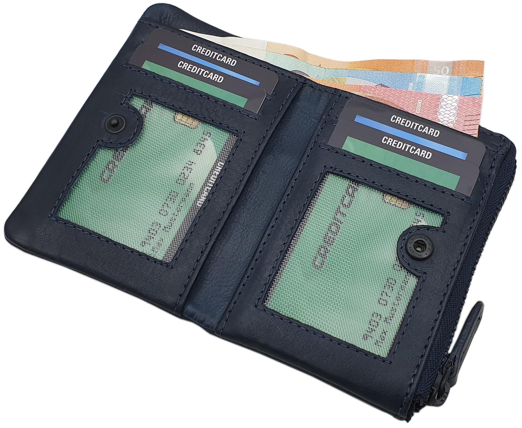 myledershop Herren Geldbörsen portafoglio uomo blu RFID
