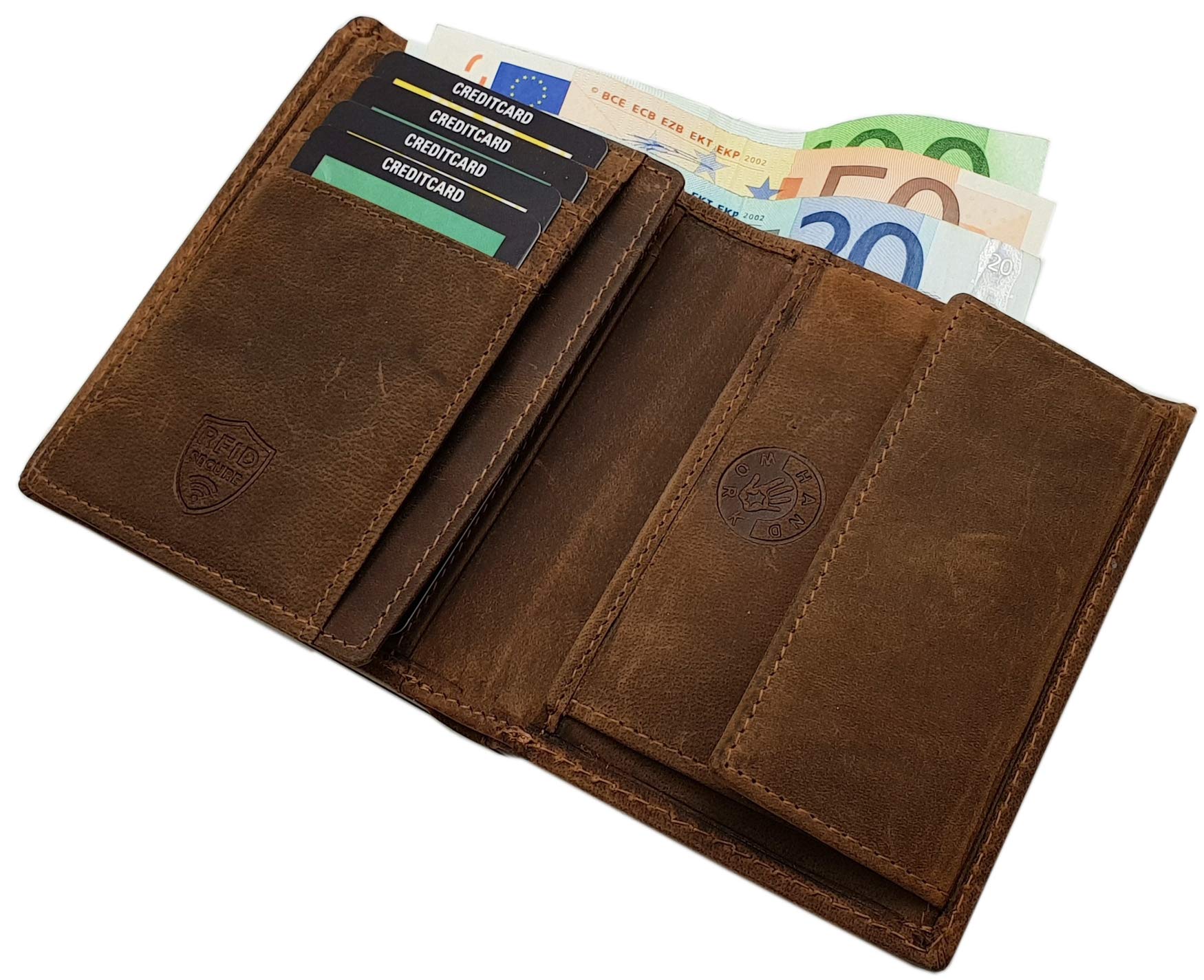 myledershop Herren Geldbörsen portafoglio pelle di bufalo marrone RFID