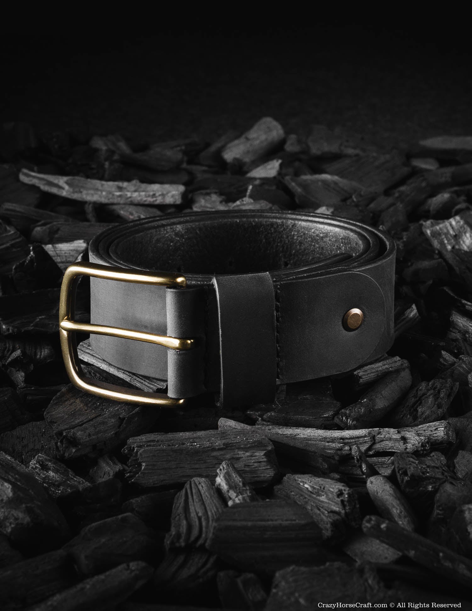 Crazy Horse Craft Belts cintura in pelle nera XS