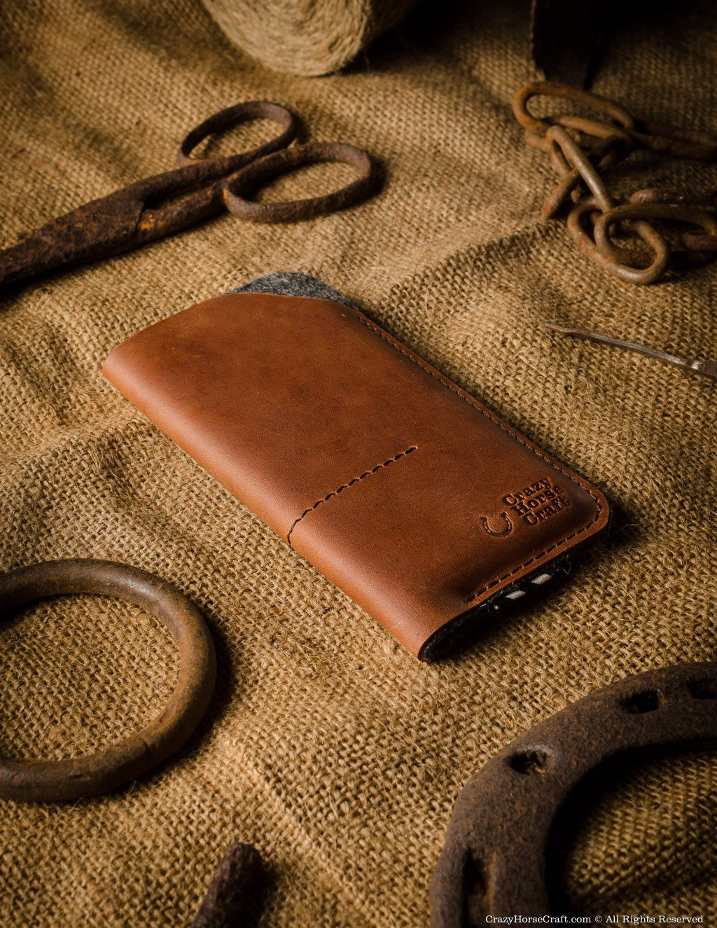 Crazy Horse Craft Phone Cases Leather Phone Case Wallet custodia iPhone 15 marrone