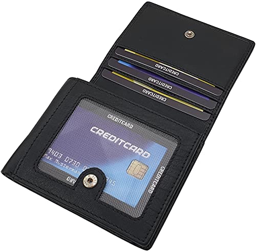 myledershop Herren Geldbörsen portafoglio da uomo nero in pelle di vitello RFID